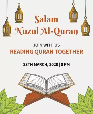 Cultural Green Reading Quran Together Event Poster Template