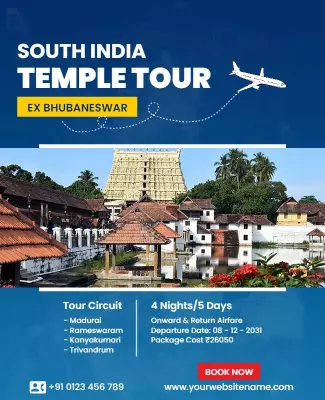 Cultural Heritage South India Temple Tour Poster Template