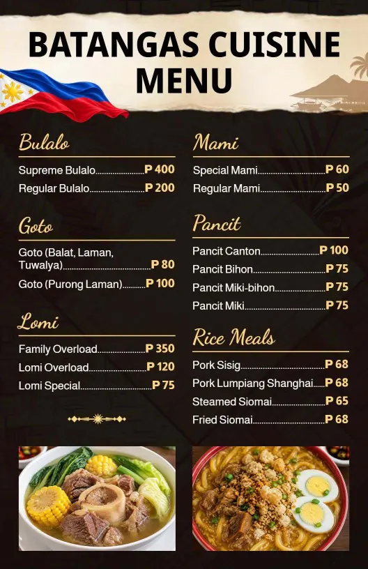 Cultural Highlights Batangas Cuisine Dining Menu Template