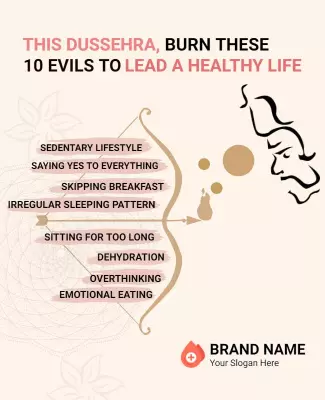 Cultural Inspirational Dussehra Health Awareness Poster Template