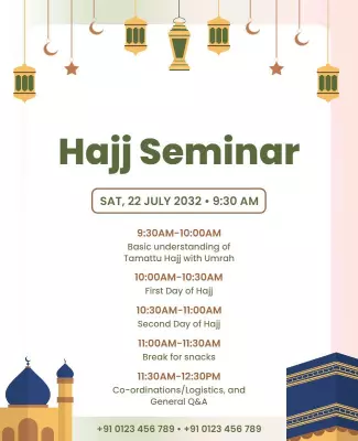 Cultural Islamic Hajj Seminar Event Schedule Poster Template