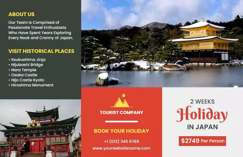 Cultural Japan Historical Tour and Holiday Package Brochure Template