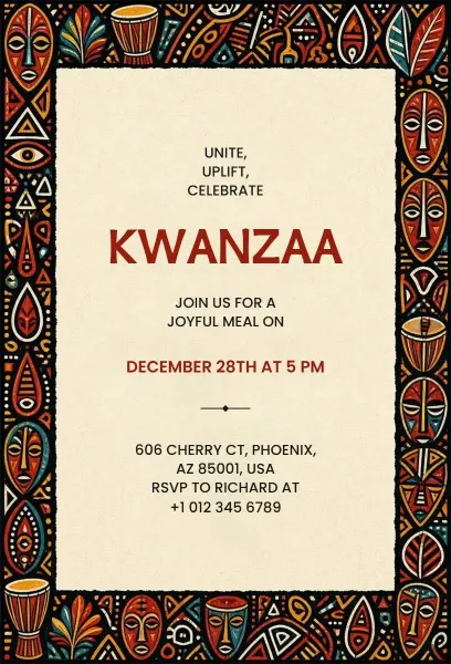 Cultural Kwanzaa Gathering Invitation Template