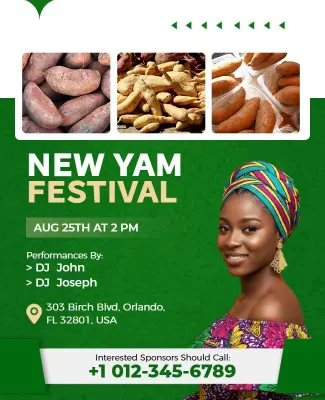 Cultural New Yam Festival Celebration Flyer Template