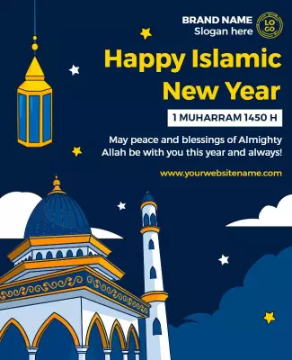 Cultural Night Sky Islamic New Year Greeting Poster Template