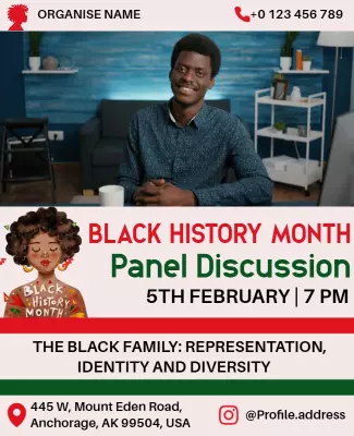 Cultural Red Black History Month Panel Discussion Poster Template