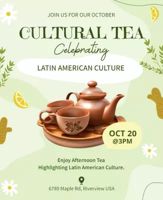 Cultural Tea Event Celebrating Latin American Culture Flyer Template
