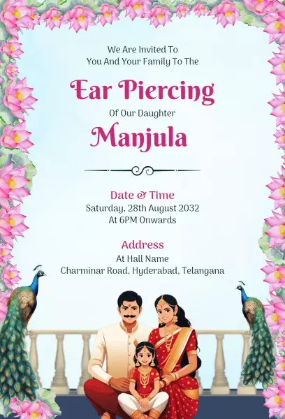Cultural Traditional Ear Piercing Ceremony Invitation Template