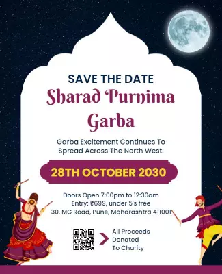 Cultural Vibrant Sharad Purnima Garba Celebration Poster Template