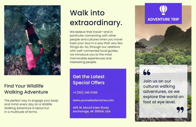 Cultural Walking Tours Scheduled Group Trips Travel Brochure Template