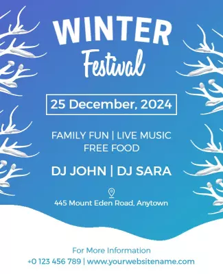 Curious Blue and White Seasonal Flyers Template