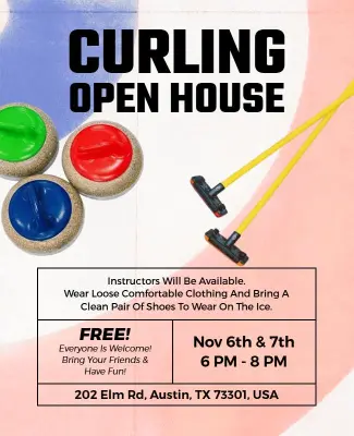 Curling Open House Event Flyer Template