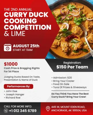 Curry Duck Cooking Competition Community Event Flyer Template