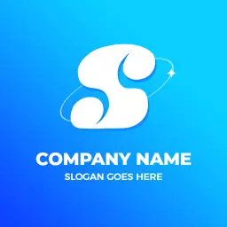 Curved White S Letter Design on Vibrant Blue Background Logo Template