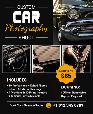 Custom Car Photography Shoot Flyer Template