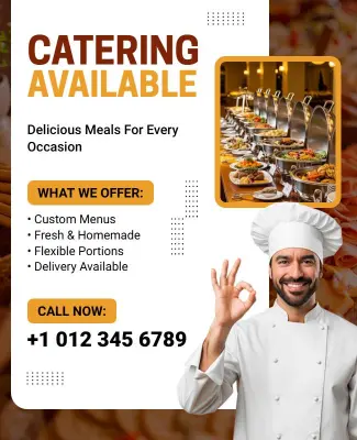 Custom Catering Services Available Promotion Flyer Template