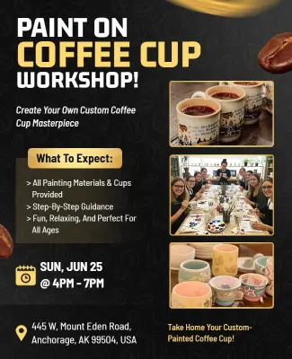 Custom Coffee Cup Painting Workshop Flyer Template