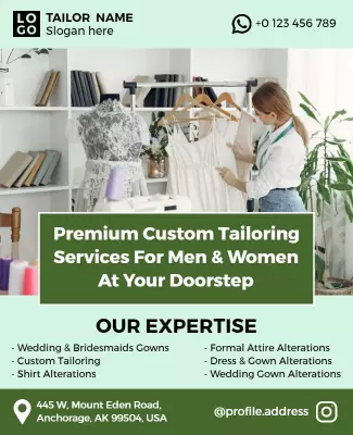 Elegant Green Custom Tailoring Service Flyer Template