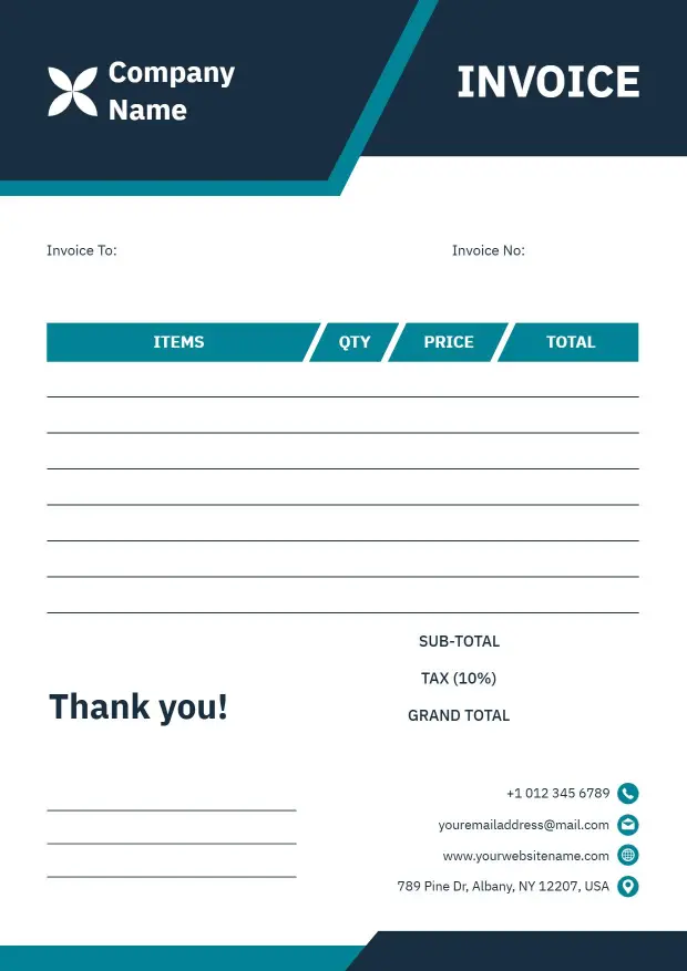 Customer Purchase Order Blank Invoice Template