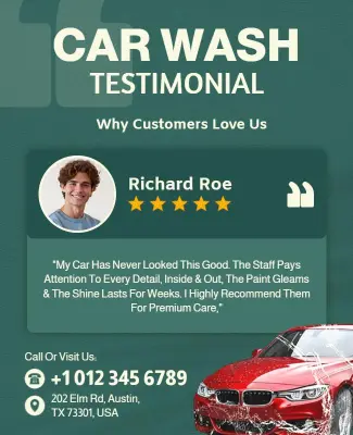 Customer Testimonial Car Wash Flyer Template