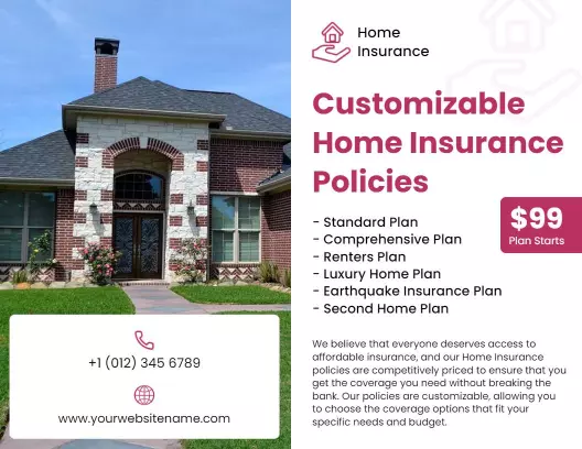 Customizable Home Insurance Policies Plan Options Brochure Template