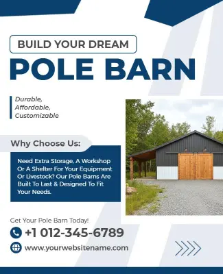 Customizable Pole Barn Construction Flyer Template