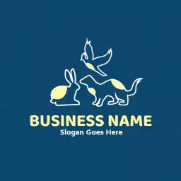 Cute Animal Silhouettes on Blue Background Logo Template