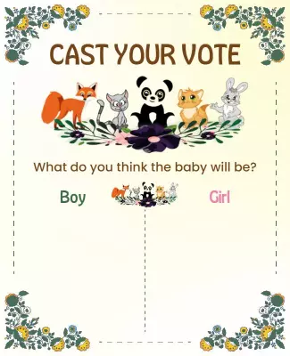 Cute Animal-Themed Gender Reveal Voting Poster Template