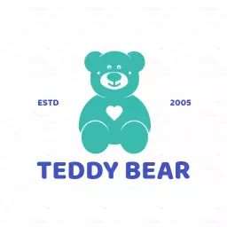Cute Aqua Teddy Bear Design Representing Comfort and Joy Logo Template