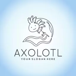 Cute Axolotl Design on Soft Blue Background Logo Template