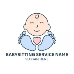 Cute Baby Design Featuring Gentle Colors for Babysitting Logo Template