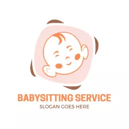 Cute Baby Face Emphasizing Trusted Babysitting Service Logo Template