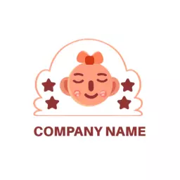 Cute Baby Face with Happy Expression and Stars Logo Template