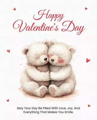 Cute Bear Illustration for Happy Valentine's Day Poster Template