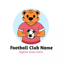 Cute Bear Mascot Holding a Football Club Logo Template