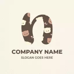 Cute Bear Patterned N Letter Logo Perfect for Kids Branding Logo Template