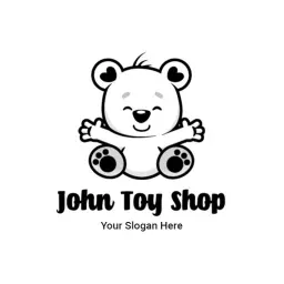 Cute Black and White Bear Mascot for a Toy Shop Logo Template
