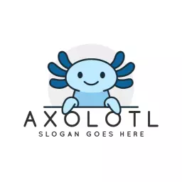 Cute Blue Axolotl Character Bringing Joyful Vibes Logo Template