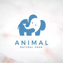 Cute Blue Cartoon Elephant for Animal Natural Park Logo Template