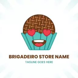 Cute Blue Cupcake with Brigadeiro for Dessert Lovers Logo Template