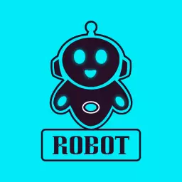 Cute Blue Robot Character with Friendly Features Logo Template