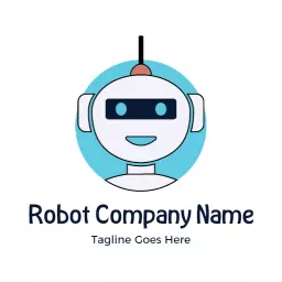 Cute Blue Robot Design with Friendly Features Logo Template