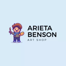 Cute Cartoon Artist Character Promoting Art Shop Logo Template
