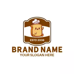 Cute Cartoon Bread Character Enhancing Sandwich Delight Logo Template
