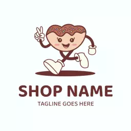Cute Cartoon Character Celebrating Delicious Pukis Logo Template