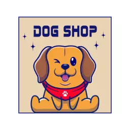 Cute Cartoon Dog with Retro Style for Dog Shop Logo Template