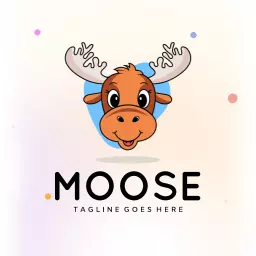 Cute Cartoon Moose Character Emphasizing Playfulness Logo Template