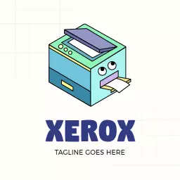 Cute Cartoon Printer Design for Office Xerox Logo Template
