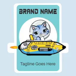 Cute Cat in a Yellow Submarine Sticker for Fun Transport Logo Template