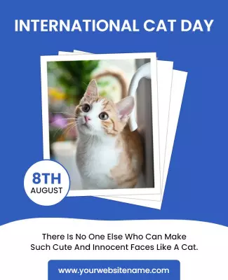 Cute Cat Theme for International Cat Day Celebration Poster Template